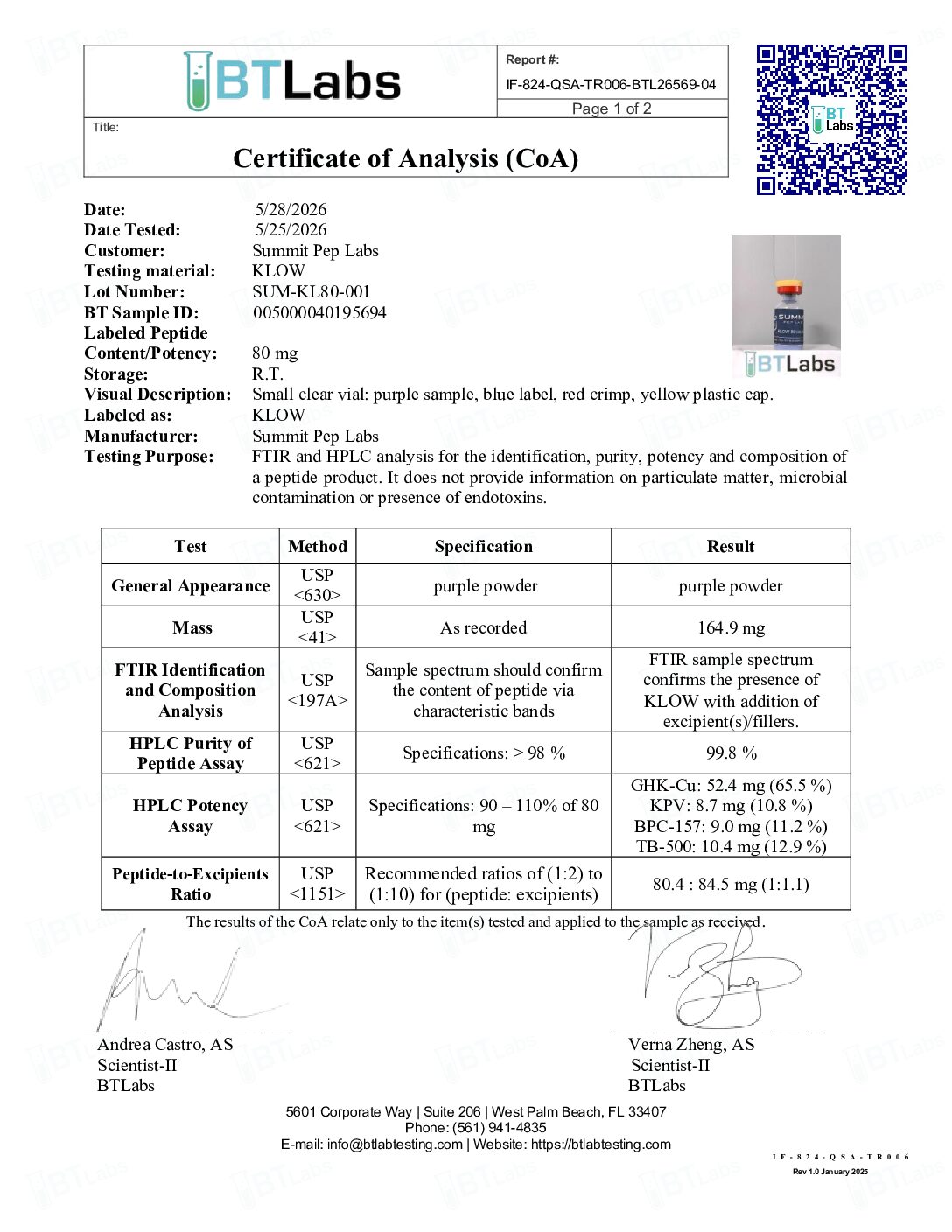 BPC-157 GHK-Cu TB-500 KPV-SUM-KL80-001_signed KLOW 80mg- /Ghk-Cu 50mg/ BPC-157 10mg/ KPV 10mg/ TB500 10mg - Image 2
